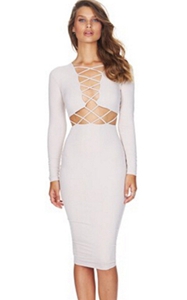 SZ60027-1 Womens Sexy Long Sleeve Stretch Bodycon Party Bandage Dresses